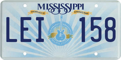 MS license plate LEI158