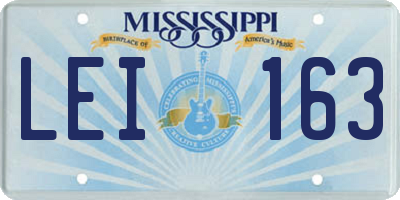 MS license plate LEI163
