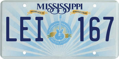 MS license plate LEI167