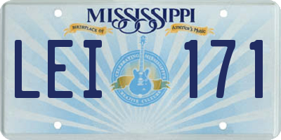 MS license plate LEI171