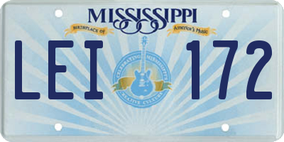 MS license plate LEI172