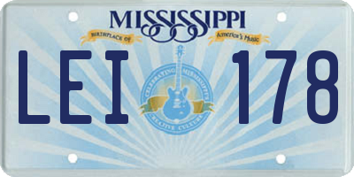 MS license plate LEI178