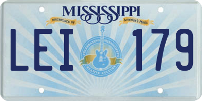 MS license plate LEI179