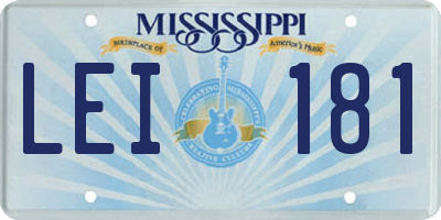 MS license plate LEI181