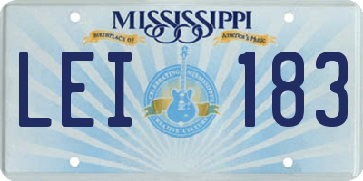 MS license plate LEI183
