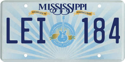 MS license plate LEI184