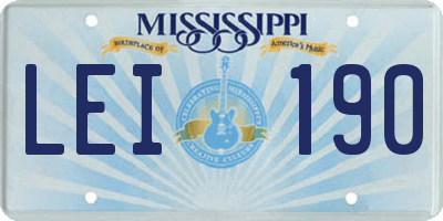 MS license plate LEI190