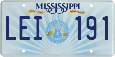 MS license plate LEI191