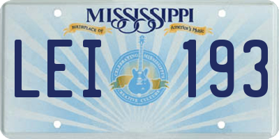 MS license plate LEI193