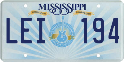 MS license plate LEI194