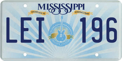 MS license plate LEI196
