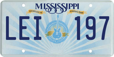 MS license plate LEI197