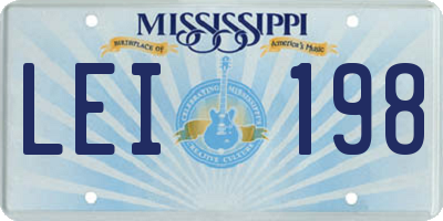 MS license plate LEI198