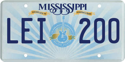 MS license plate LEI200