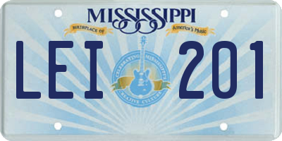 MS license plate LEI201