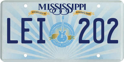 MS license plate LEI202