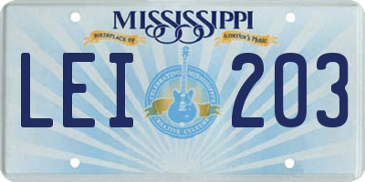 MS license plate LEI203