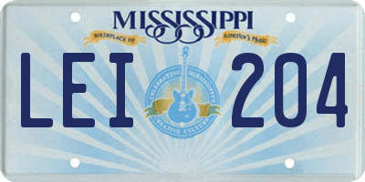MS license plate LEI204