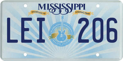 MS license plate LEI206