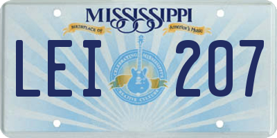 MS license plate LEI207
