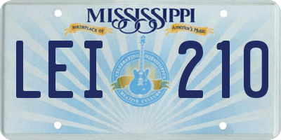 MS license plate LEI210