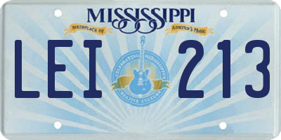 MS license plate LEI213