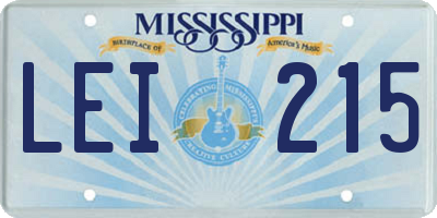 MS license plate LEI215