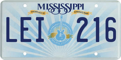MS license plate LEI216