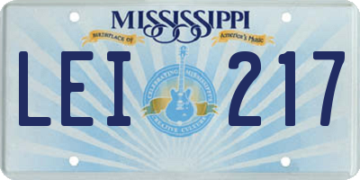 MS license plate LEI217