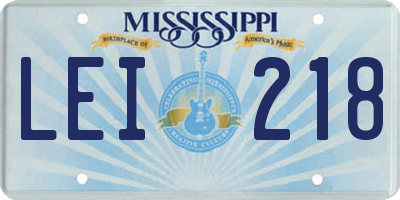 MS license plate LEI218