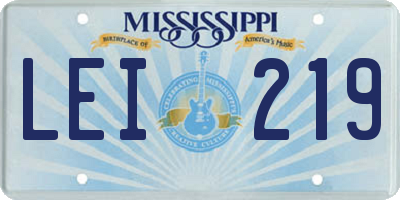 MS license plate LEI219