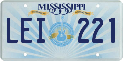 MS license plate LEI221