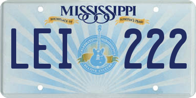 MS license plate LEI222