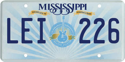 MS license plate LEI226