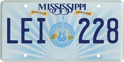 MS license plate LEI228