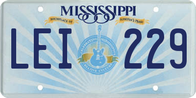 MS license plate LEI229