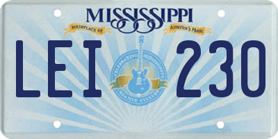 MS license plate LEI230