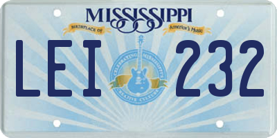 MS license plate LEI232