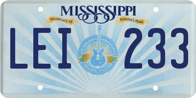 MS license plate LEI233