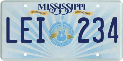 MS license plate LEI234