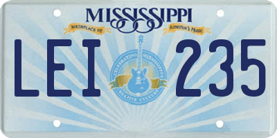 MS license plate LEI235