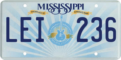 MS license plate LEI236