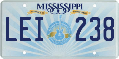 MS license plate LEI238