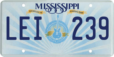 MS license plate LEI239