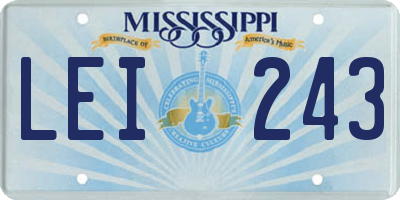 MS license plate LEI243