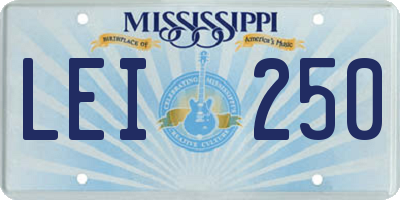 MS license plate LEI250