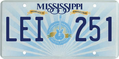 MS license plate LEI251