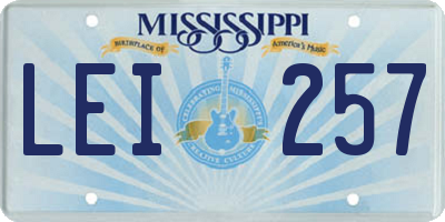 MS license plate LEI257
