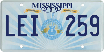MS license plate LEI259