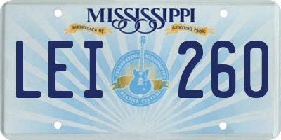 MS license plate LEI260